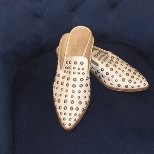 Chinese Laundry Cream Studded Slip-On Mules